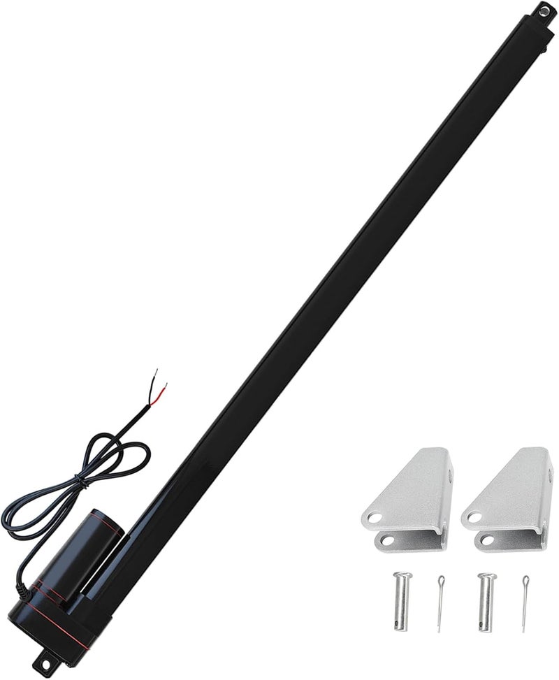 JQDML Store محرك خطي بسرعة عالية 28 بوصة 1.34"/ثانية 12 فولت 88 رطل/400 نيوتن مقاوم للماء IP65 مع حوامل تثبيت - Image 1